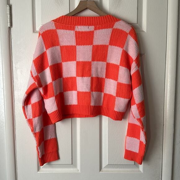 BP Orange and White Checkered Sweater size XL - Picture 5 of 7